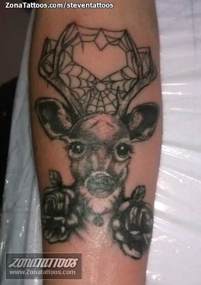 Tattoo photo Deers, Animals, Cobwebs