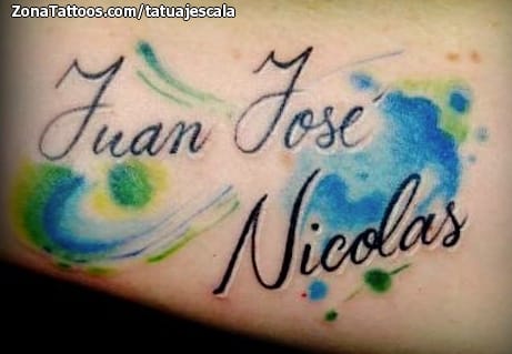 Foto de tatuaje Nombres, Acuarela, Letras