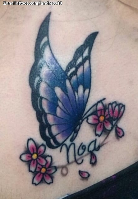 Foto de tatuaje Mariposas, Insectos, Flores