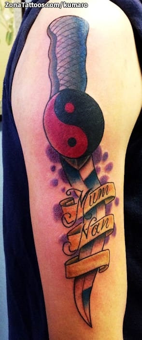 Tattoo of Daggers, Yin Yang, Arm