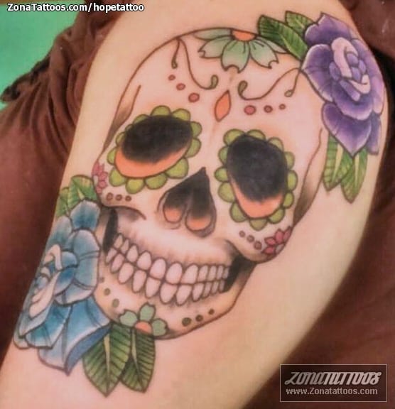 Foto de tatuaje Sugar Skull, Flores, Rosas