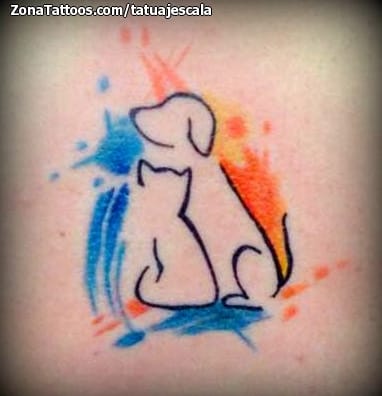 Foto de tatuaje Perros, Gatos, Acuarela