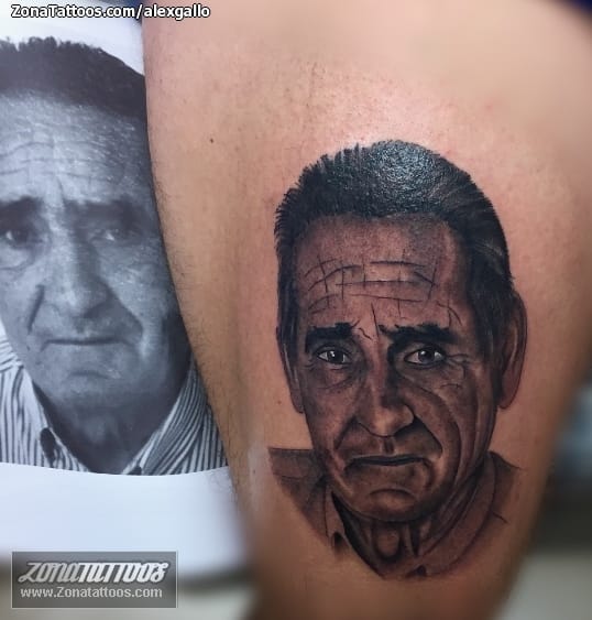 Foto de tatuaje Retratos, Muslo, Personas