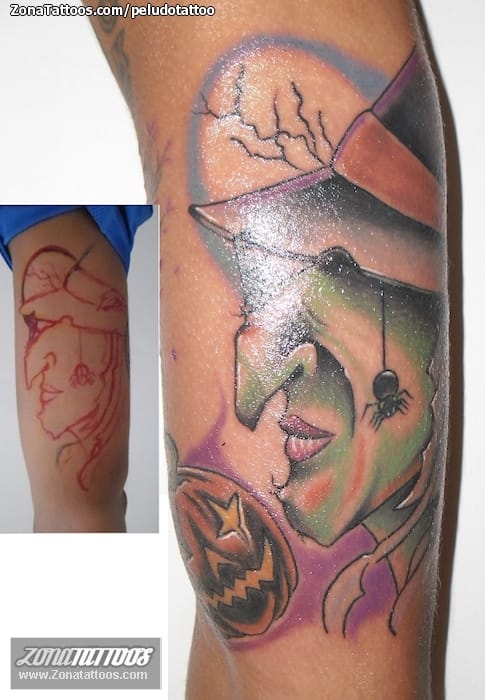 Tattoo photo Witches, Pumpkins, Halloween