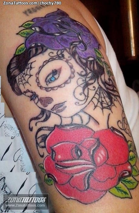 Foto de tatuaje Catrinas, Rosas, Flores