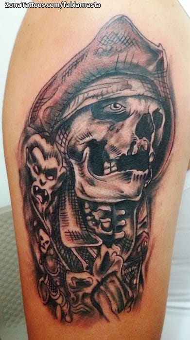 Tattoo photo Skulls, Pirates, Monkeys