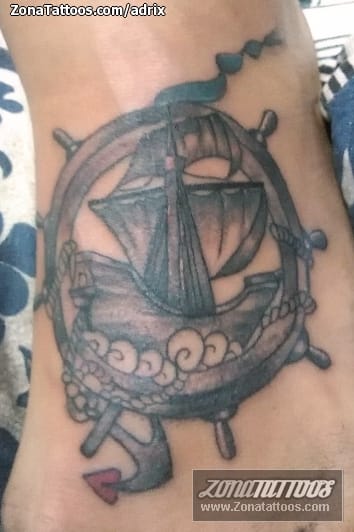 Tattoo photo Boats, Steering wheels