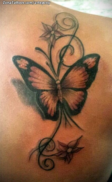 Foto de tatuaje Mariposas, Insectos, Filigranas