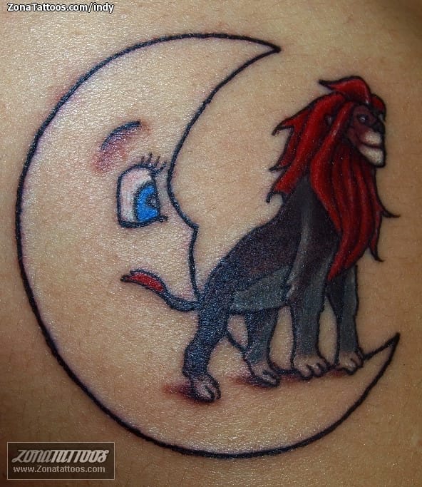 Foto de tatuaje Leones, Lunas, Animales