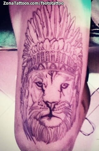 Tattoo photo Lions, Animals, Indians