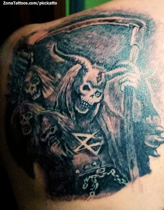 grim reaper shoulder tattoo