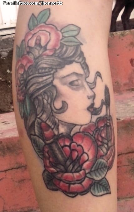 Foto de tatuaje Rostros, Rosas