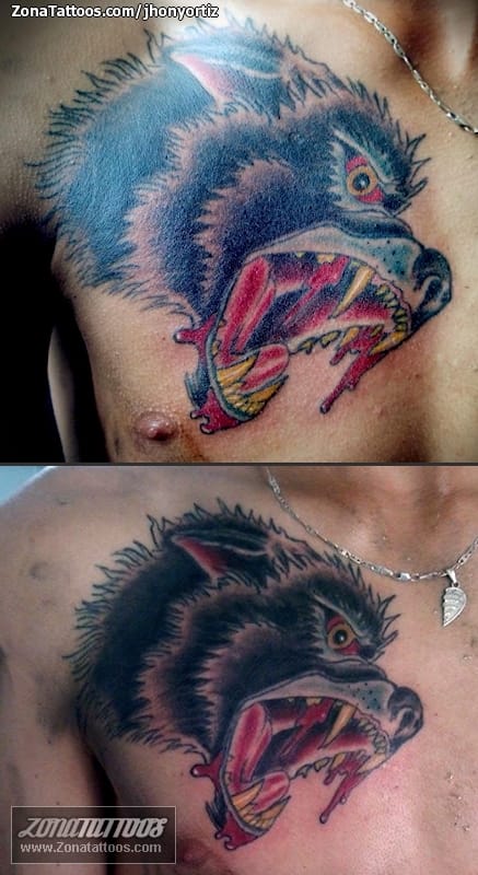 Foto de tatuaje Lobos, Animales, Pecho