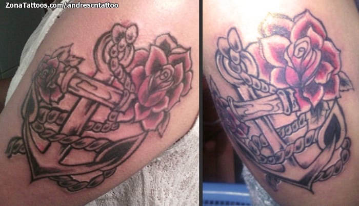 Tattoo photo Anchors, Roses, Flowers