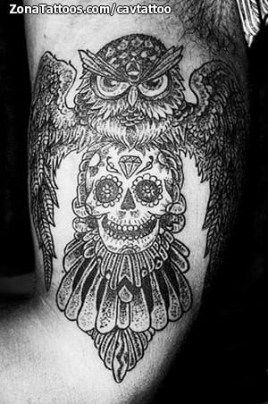 Foto de tatuaje Puntillismo, Búhos, Aves