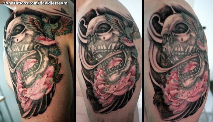 Tattoo photo Skulls, Birds, Flowers