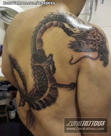 Foto de tatuaje Dragones, Orientales, Espalda