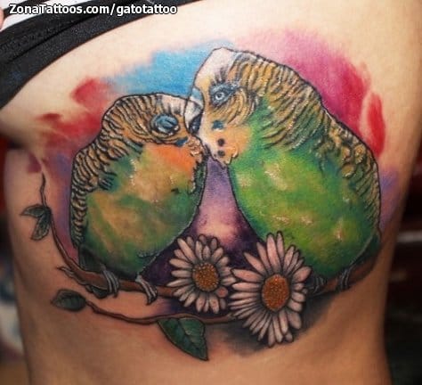 Foto de tatuaje Aves, Animales, Flores