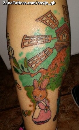 Tattoo photo Rabbits, Clocks, Trees