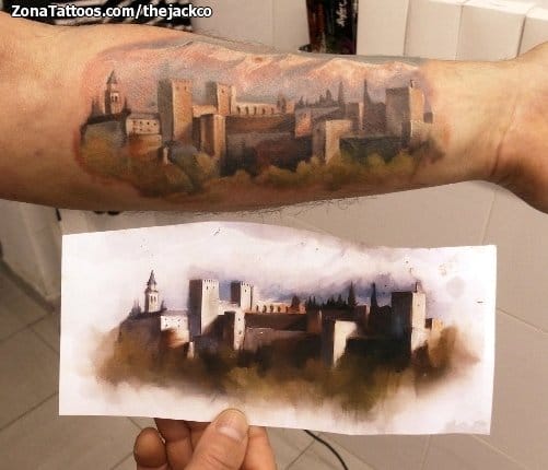 Foto de tatuaje La Alhambra, Monumentos, Paisajes