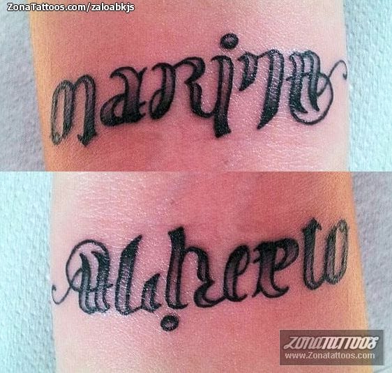 Tattoo photo Ambigrams, Alberto, Marina