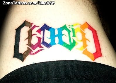 Tattoo photo Ambigrams, Letters, Thigh