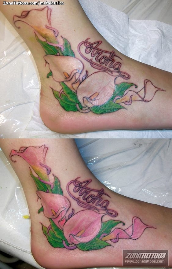 Tattoo photo Lilies, Flowers, Foot