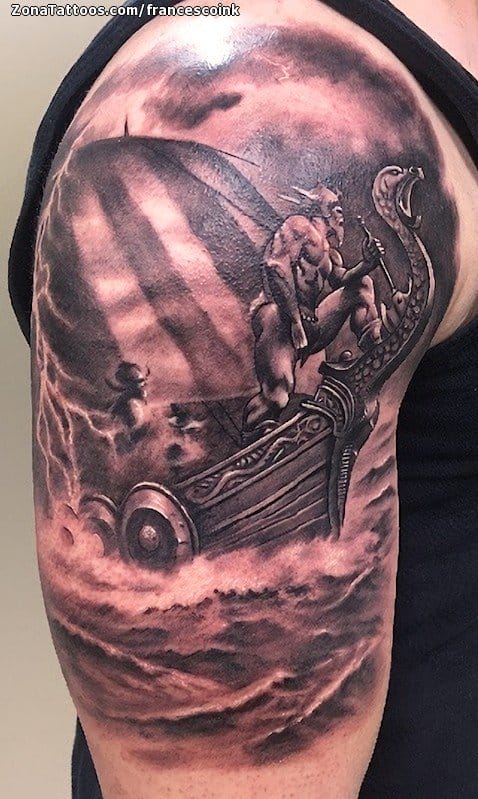 Foto de tatuaje Vikingos, Barcos, Hombro