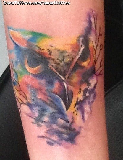 Tattoo photo Owls, Watercolor, Birds