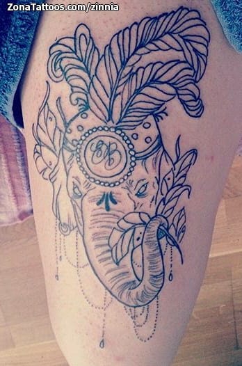 Foto de tatuaje Elefantes, Animales, Plumas