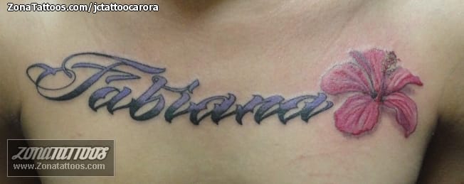 Foto de tatuaje Nombres, Letras, Flores