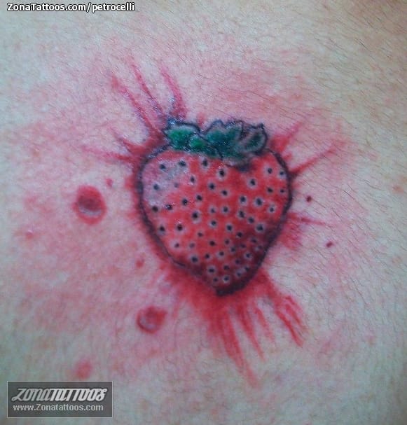 Tattoo photo Strawberries, Fruits, Tiny