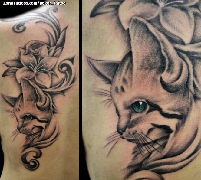 Foto de tatuaje Espalda, Flores, Animales