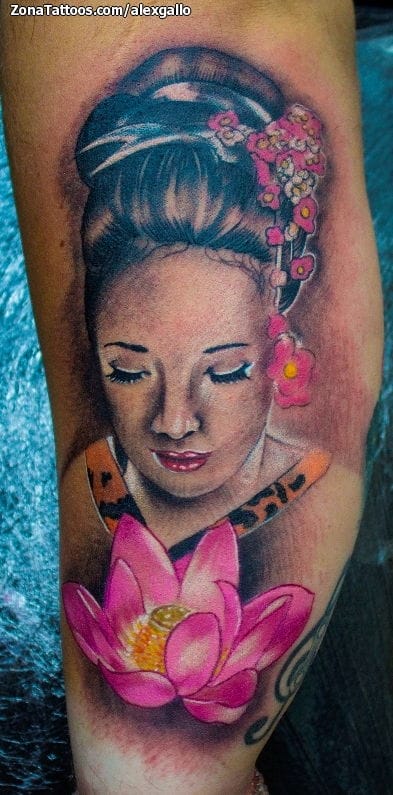 Tattoo photo Geisha, Arm, Lotus