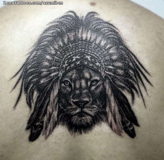 Tattoo photo Lions, Indians, Animals