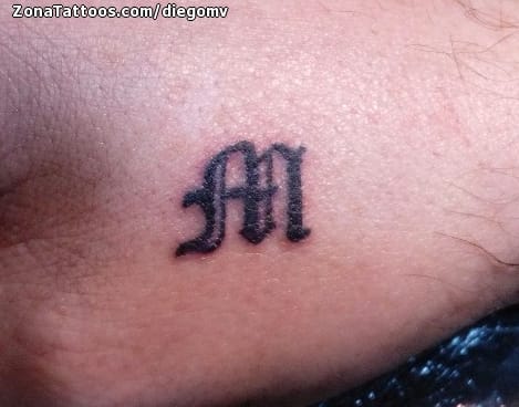 Tattoo of Initials, Letters, Hand