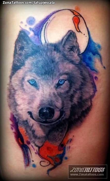 Tatuaje de Lobos, Animales, Acuarela