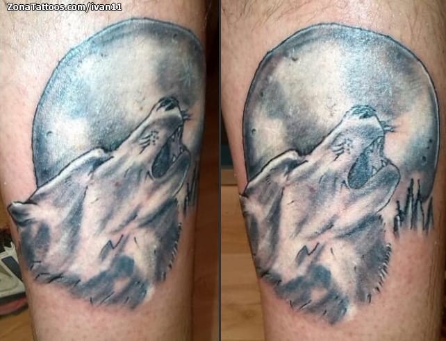 Tattoo photo Wolfs, Moons, Animals