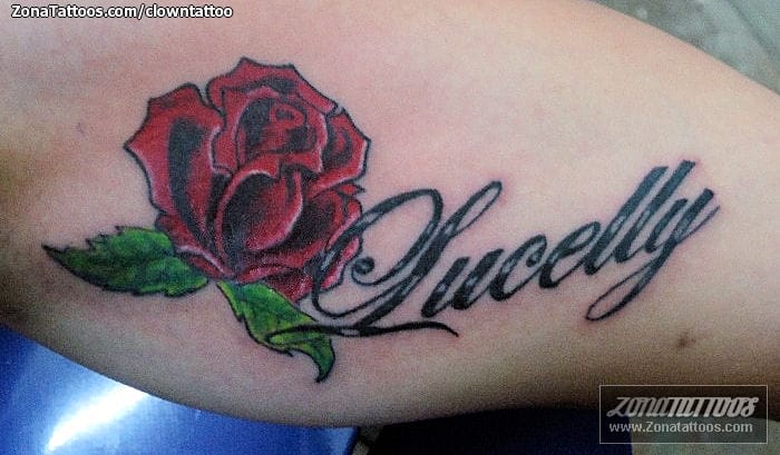 Tattoo photo Roses, Names, Letters