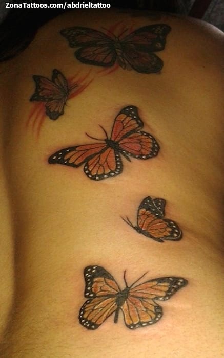 Foto de tatuaje Mariposas, Espalda, Insectos