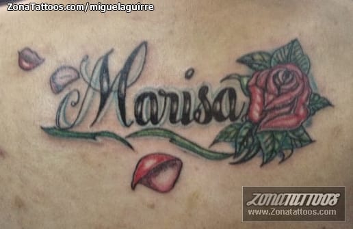 Foto de tatuaje Nombres, Letras, Flores