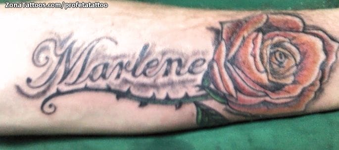 Tattoo of Marlene, Names, Letters