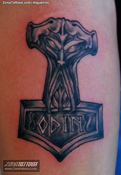 Thors Mjölnir embedded with the Vegvísir  done by Alexandra Andrică from  Old bastards tattoo in Cluj Romania  rtattoos