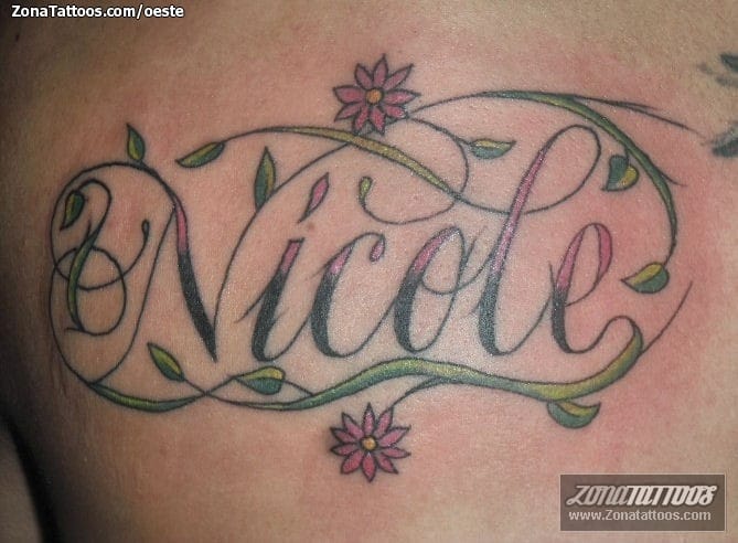 Tattoo photo Letters, Flowers, Names