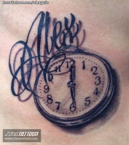 Tattoo photo Clocks, Letters, Names