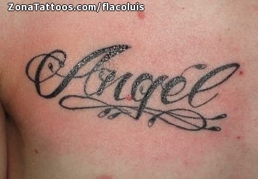 Foto de tatuaje Ángel, Nombres, Letras