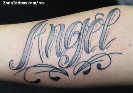 Foto de tatuaje Ángel, Nombres, Letras