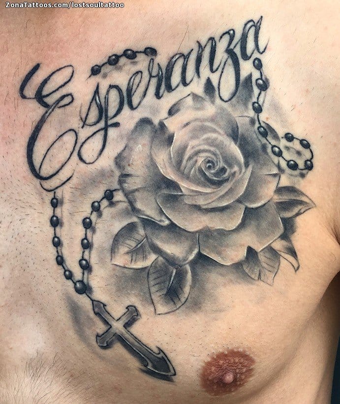 Foto de tatuaje Esperanza, Rosas, Rosarios