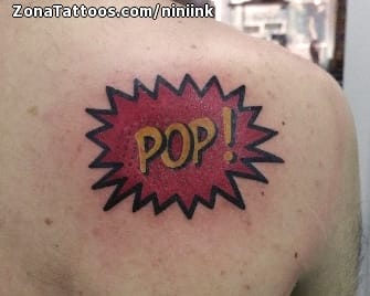 Tattoo photo Comics, Letters, Shoulder blade