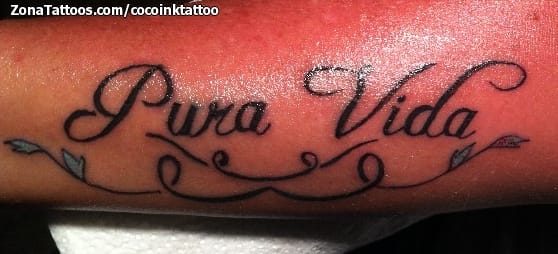 Tattoo photo Pura Vida, Letters, Messages